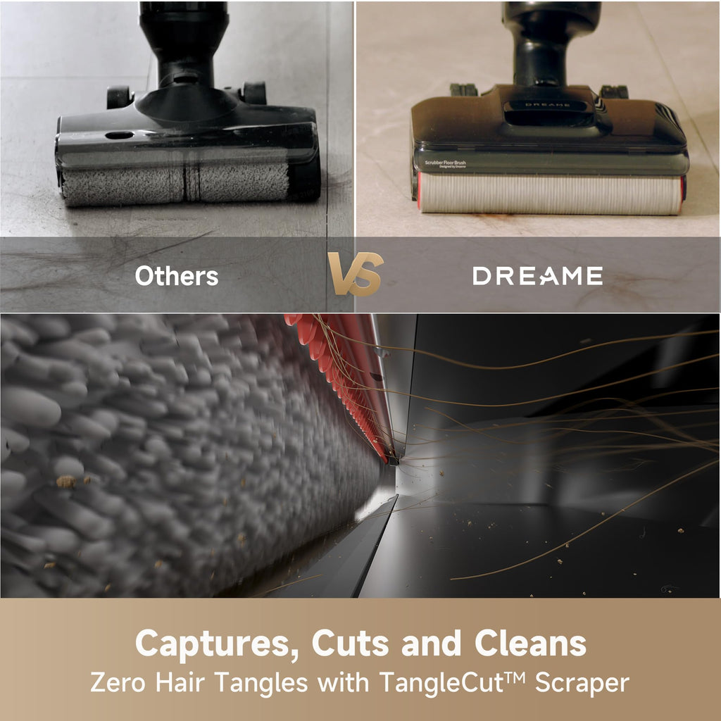 DREAME H15 Pro CarpetFlex Cordless Vacuum Mop, Wet Dry Vacuum Cleaner with Dual Brushes for Hard Floors & Carpet, Tangle-Free Hair-Cutting, 23kPa Suction, 180° Lie-Flat Floor Washer, 194°F Fast Drying