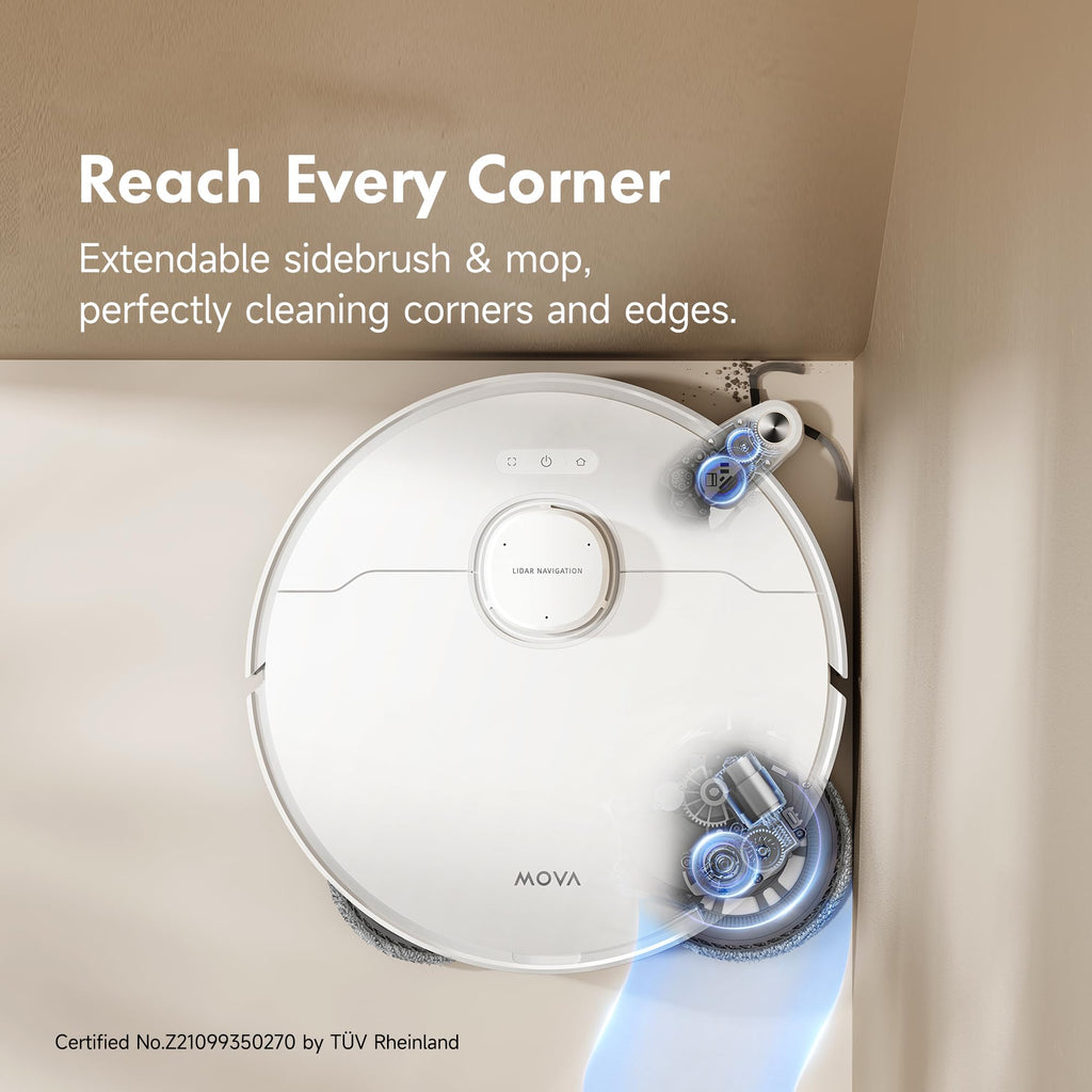Mova P10 Pro Ultra Gen 2 Robot Vacuum and Mop, 26,000Pa Suaction, 212°F Hot Water Auto Mop Washing, 1-Hour Hot Air Drying, Extenable Mop, All-in-One Dock, Triple Anti-Tangle System for Home