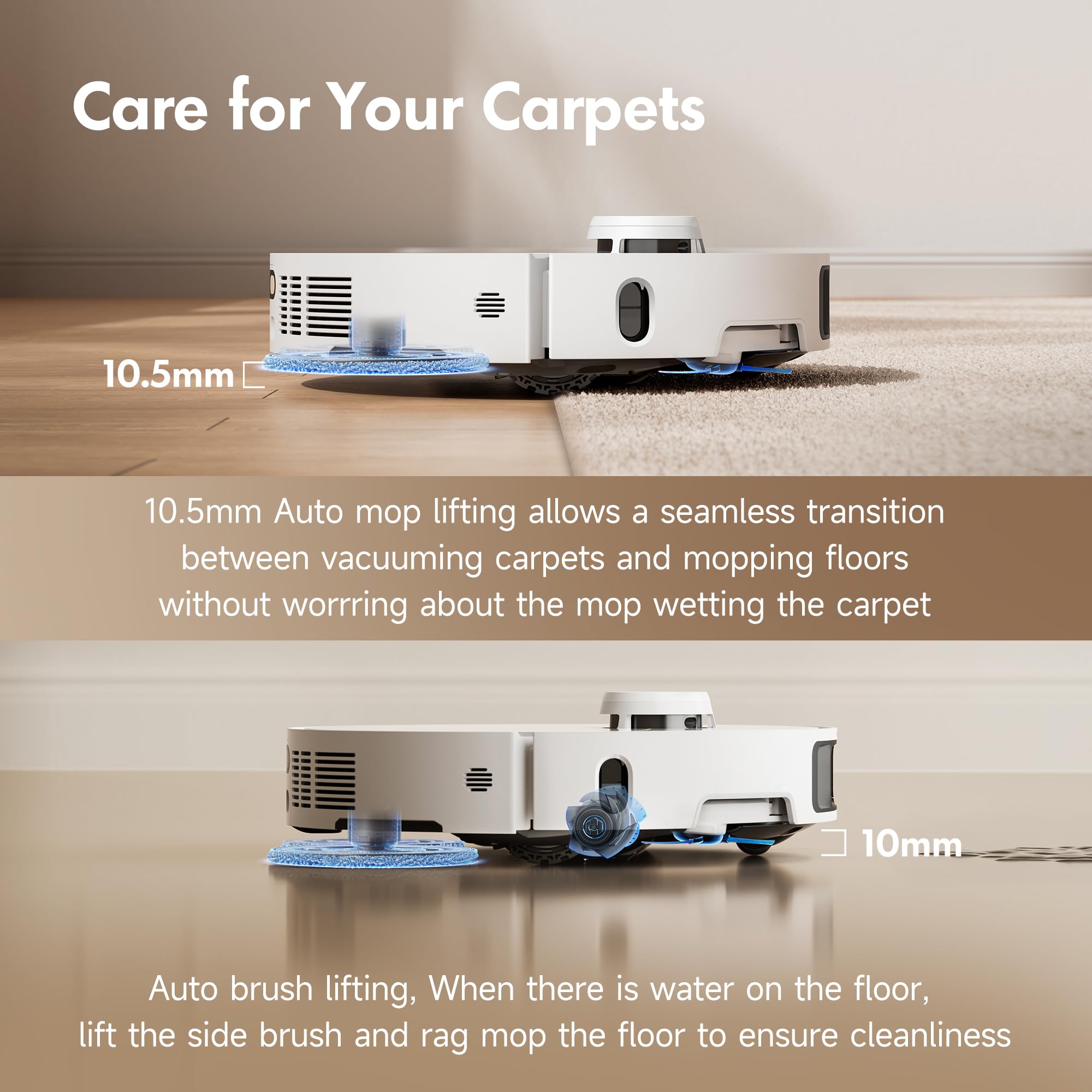 Mova P10 Pro Ultra Gen 2 Robot Vacuum and Mop, 26,000Pa Suaction, 212°F Hot Water Auto Mop Washing, 1-Hour Hot Air Drying, Extenable Mop, All-in-One Dock, Triple Anti-Tangle System for Home