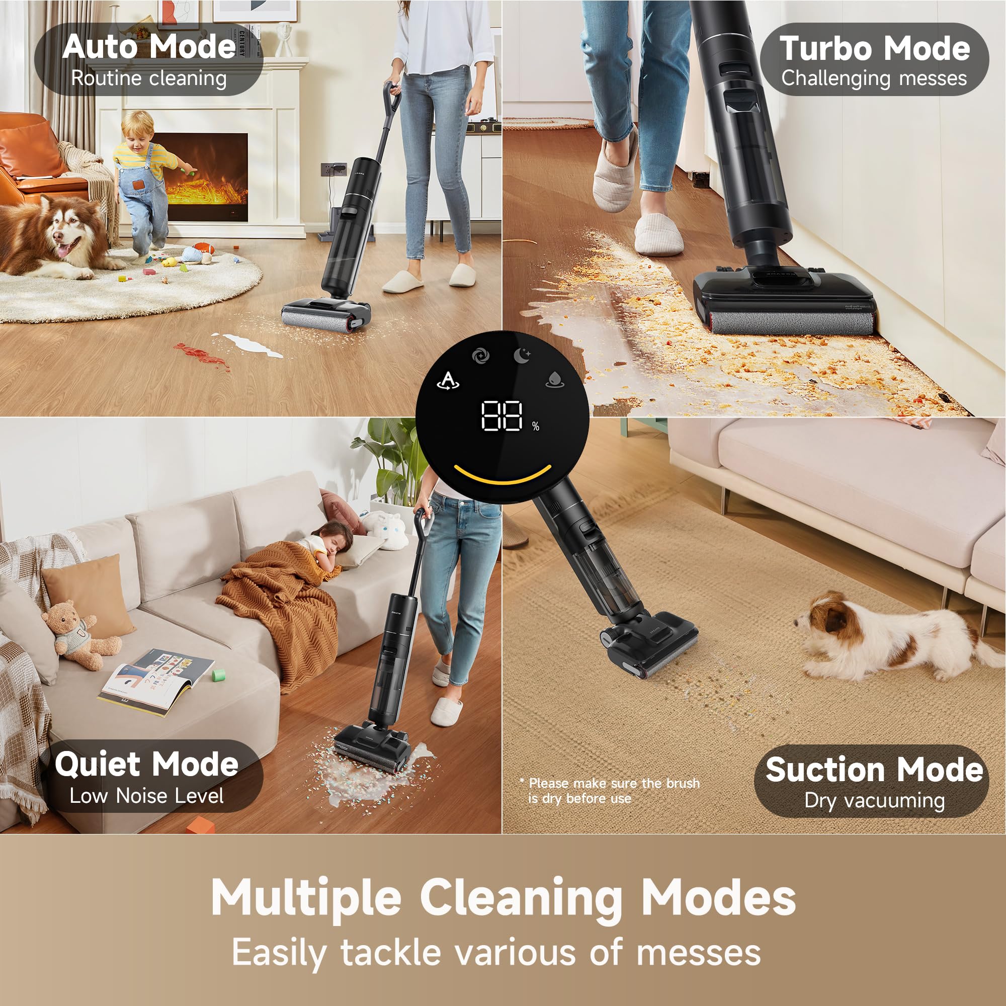DREAME H15 Pro CarpetFlex Cordless Vacuum Mop, Wet Dry Vacuum Cleaner with Dual Brushes for Hard Floors & Carpet, Tangle-Free Hair-Cutting, 23kPa Suction, 180° Lie-Flat Floor Washer, 194°F Fast Drying